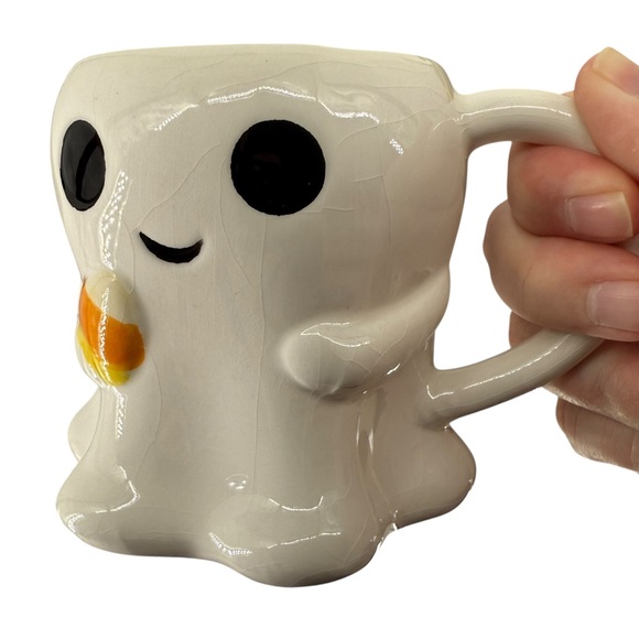 Halloween Smiling Ghost Candy Corn Ceramic Mug Jack O' Lantern Lane READ FLAW! - Picture 4 of 11